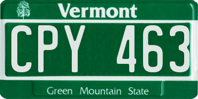 VT license plate CPY463