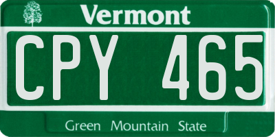 VT license plate CPY465