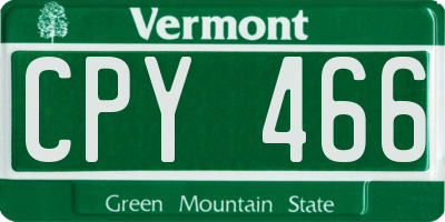 VT license plate CPY466