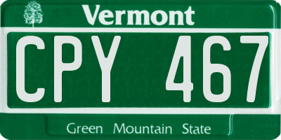 VT license plate CPY467