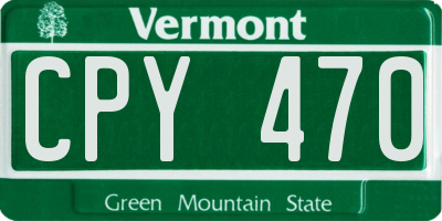 VT license plate CPY470