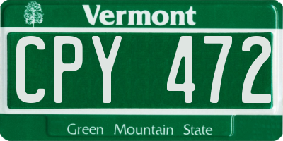 VT license plate CPY472
