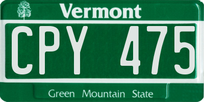 VT license plate CPY475