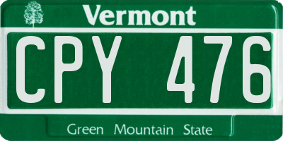VT license plate CPY476