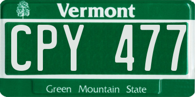 VT license plate CPY477