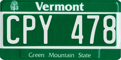 VT license plate CPY478