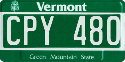 VT license plate CPY480