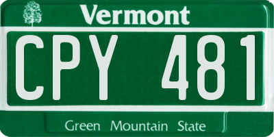 VT license plate CPY481