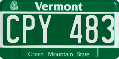 VT license plate CPY483