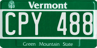 VT license plate CPY488