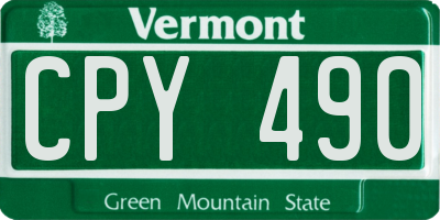 VT license plate CPY490