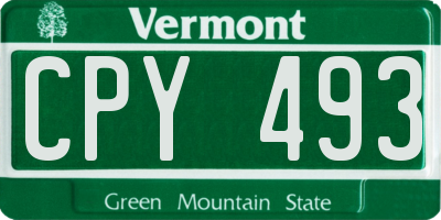 VT license plate CPY493
