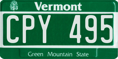 VT license plate CPY495