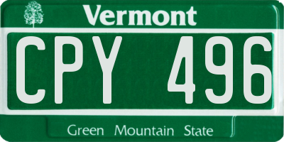 VT license plate CPY496