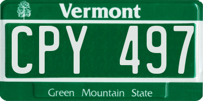 VT license plate CPY497