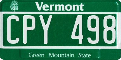 VT license plate CPY498