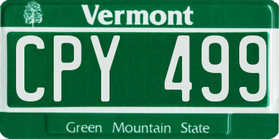 VT license plate CPY499