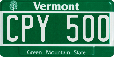 VT license plate CPY500