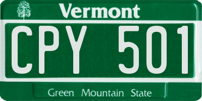 VT license plate CPY501