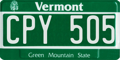 VT license plate CPY505