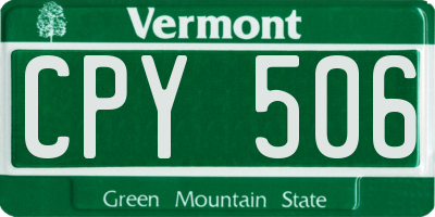 VT license plate CPY506