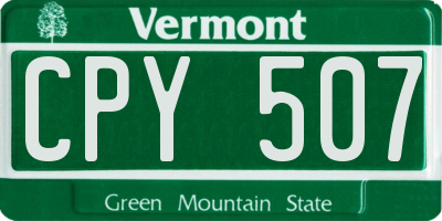 VT license plate CPY507