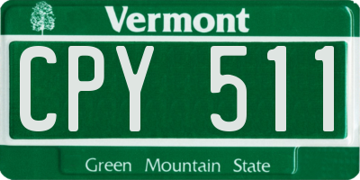 VT license plate CPY511