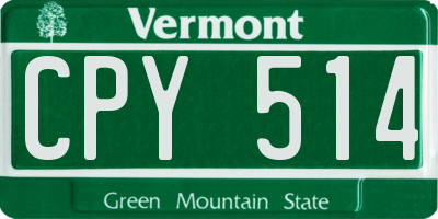 VT license plate CPY514
