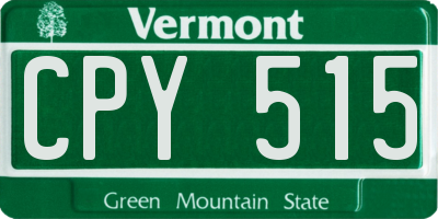 VT license plate CPY515
