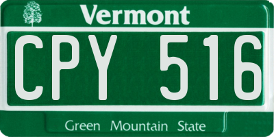 VT license plate CPY516