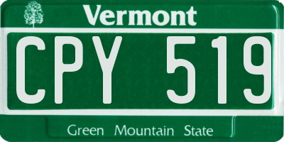VT license plate CPY519