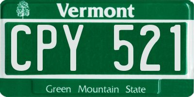 VT license plate CPY521