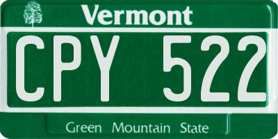VT license plate CPY522