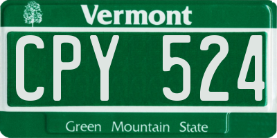 VT license plate CPY524