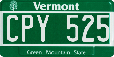 VT license plate CPY525
