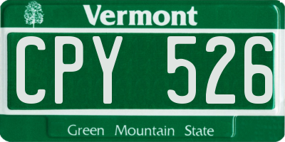 VT license plate CPY526
