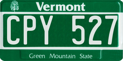 VT license plate CPY527