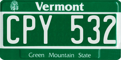 VT license plate CPY532