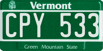 VT license plate CPY533