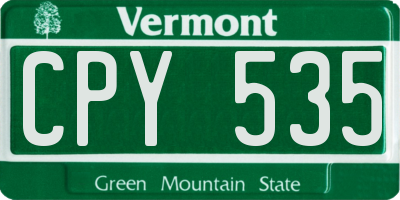 VT license plate CPY535