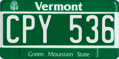 VT license plate CPY536