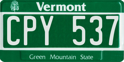 VT license plate CPY537