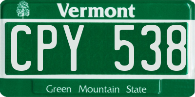 VT license plate CPY538