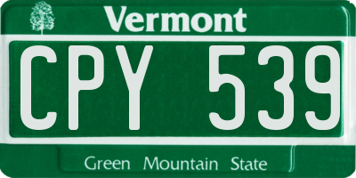 VT license plate CPY539