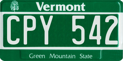 VT license plate CPY542