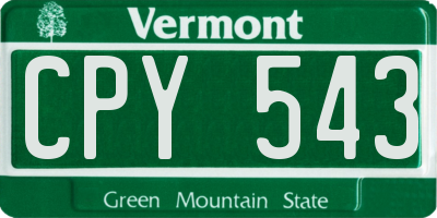 VT license plate CPY543
