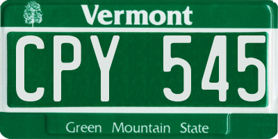 VT license plate CPY545