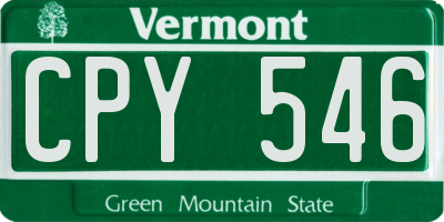 VT license plate CPY546
