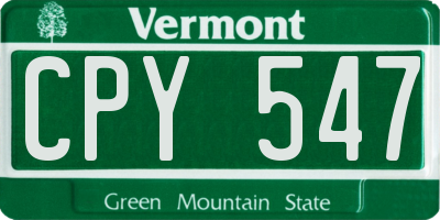 VT license plate CPY547