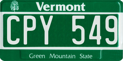 VT license plate CPY549